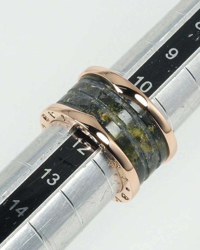 Preloved Authentic BVLGARI B-zero1 4-Band Ring, Bowenite, Size 11.5, 18K Pink Gold, Approx. 6.5g