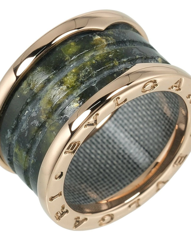 Preloved Authentic BVLGARI B-zero1 4-Band Ring, Bowenite, Size 11.5, 18K Pink Gold, Approx. 6.5g