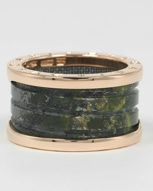 Preloved Authentic BVLGARI B-zero1 4-Band Ring, Bowenite, Size 11.5, 18K Pink Gold, Approx. 6.5g