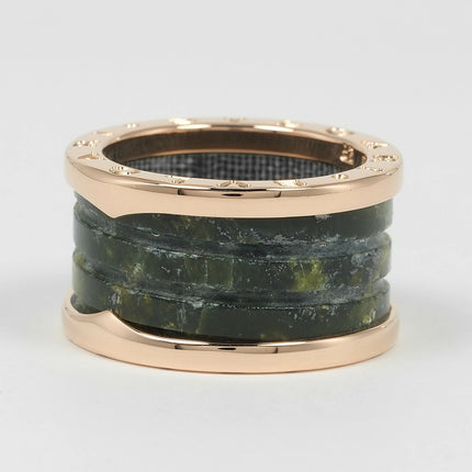 Preloved Authentic BVLGARI B-zero1 4-Band Ring, Bowenite, Size 11.5, 18K Pink Gold, Approx. 6.5g