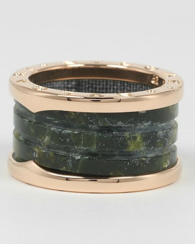 Preloved Authentic BVLGARI B-zero1 4-Band Ring, Bowenite, Size 11.5, 18K Pink Gold, Approx. 6.5g