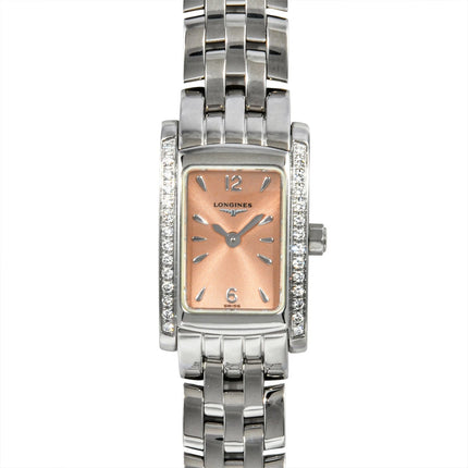 Preloved Authentic Longines L5.158.0 DolceVita Quartz Watch with Pink Dial and Diamond Bezel for Women