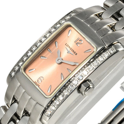 Preloved Authentic Longines L5.158.0 DolceVita Quartz Watch with Pink Dial and Diamond Bezel for Women