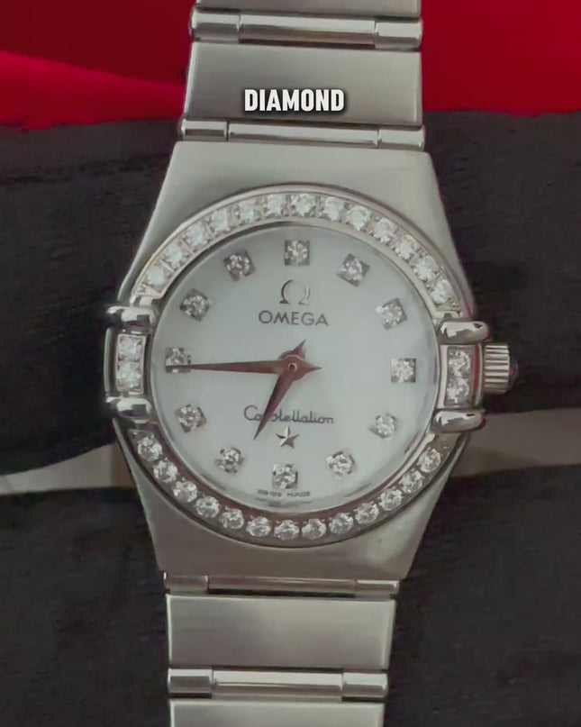 Preloved Authentic Omega Mother Of Pearl Stainless Steel Diamond Constellation