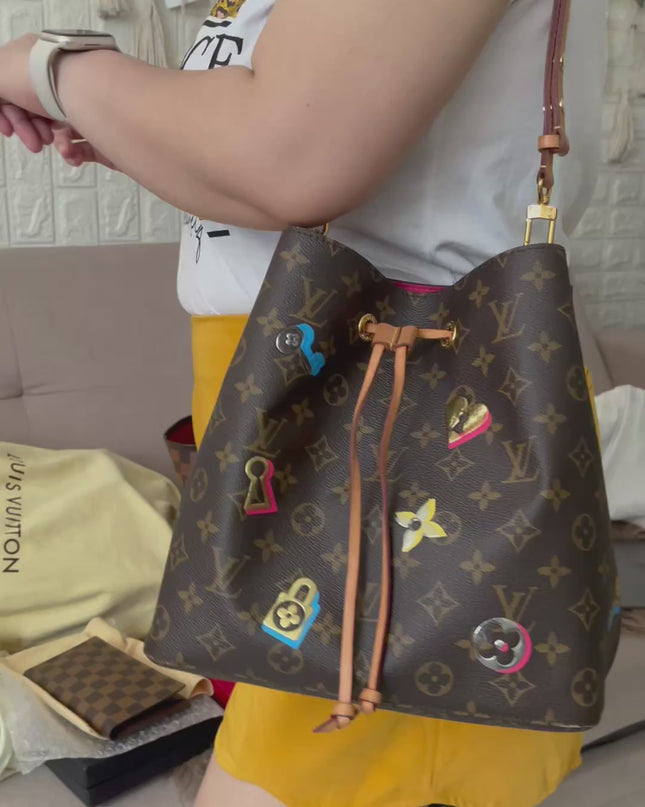Preloved Authentic Louis Vuitton NéoNoé BB — Monogram Love Lock (Limited Edition)