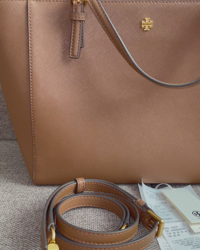 Preloved Authentic Tory Burch Emerson Tote in Light Taupe