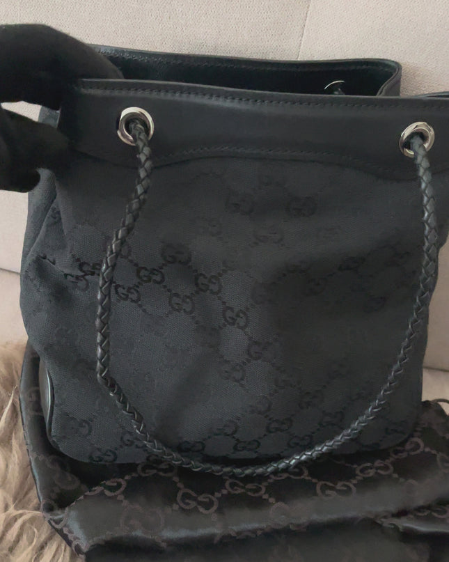 Preloved Authentic Gucci Black GG Canvas Gifford Tote Bag