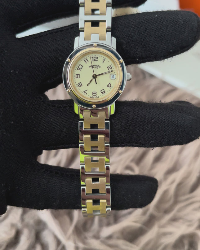 Preloved Authentic Hermès Clipper Watch 2 tone 24MM 16.5cm