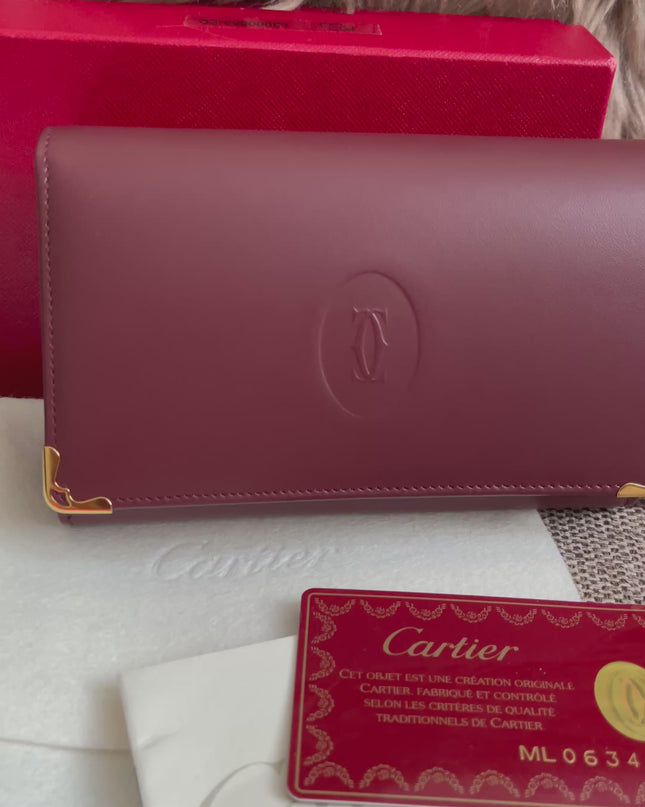 Preloved Authentic Cartier Must de Cartier Long Wallet in Bordeaux