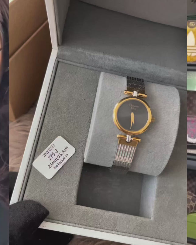 Preloved Authentic Christian Dior Two-Tone Black Dial Vintage Watch