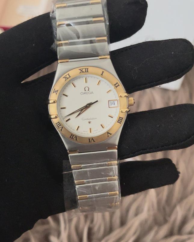 Preloved Authentic Omega Constellation 34mm/17cm, steel ‑ yellow gold on steel ‑ gold full bar