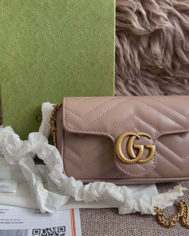 Preloved Authentic Gucci Mini GG Marmont Shoulder Bag in Matelassé Chevron Leather — Brand New