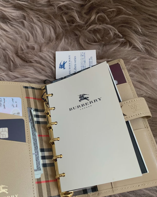 Burberry Brown Nova Check Leather Notebook Cover