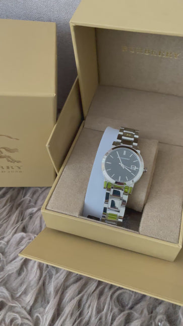 Preloved Authentic Rank N Burberry The City BU9001 stainless steel watch with a black dial.