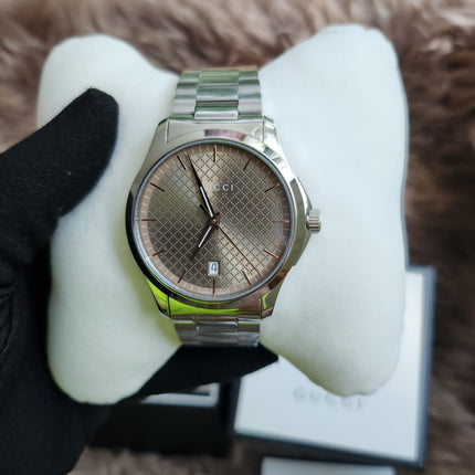 GUCCI Quartz watch/Analog/Stainless steel/BEG/SLV/SS/126.4