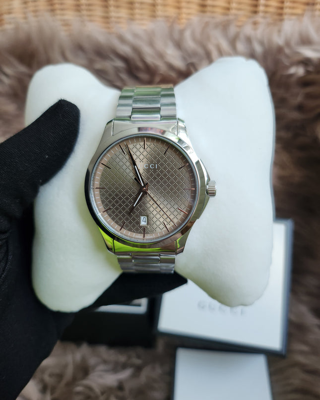 GUCCI Quartz watch/Analog/Stainless steel/BEG/SLV/SS/126.4