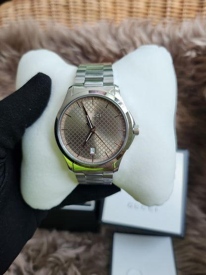 GUCCI Quartz watch/Analog/Stainless steel/BEG/SLV/SS/126.4