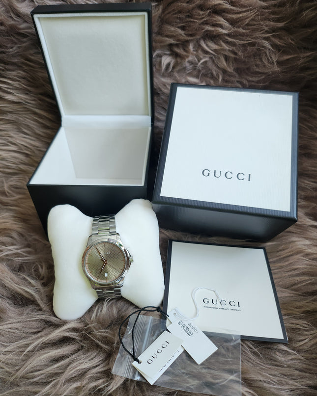GUCCI Quartz watch/Analog/Stainless steel/BEG/SLV/SS/126.4