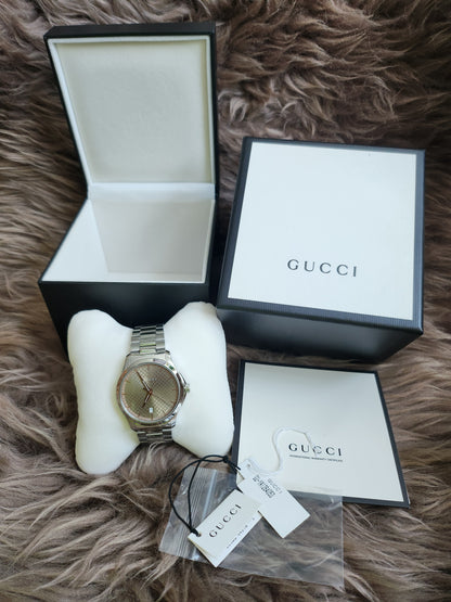 GUCCI Quartz watch/Analog/Stainless steel/BEG/SLV/SS/126.4