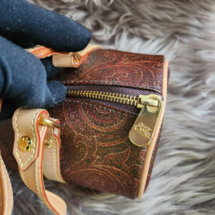 Etro Multicolor Paisley Print Coated Canvas and Leather Barrel Bag