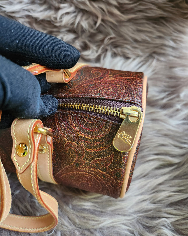 Etro Multicolor Paisley Print Coated Canvas and Leather Barrel Bag