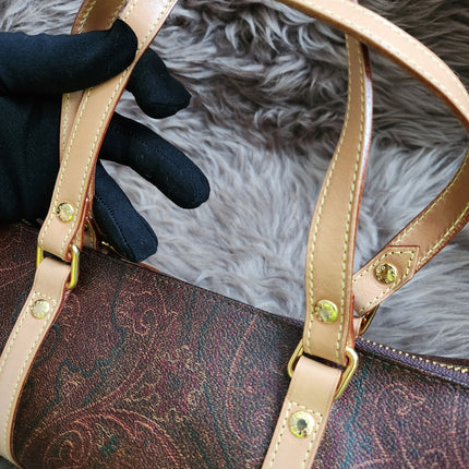 Etro Multicolor Paisley Print Coated Canvas and Leather Barrel Bag