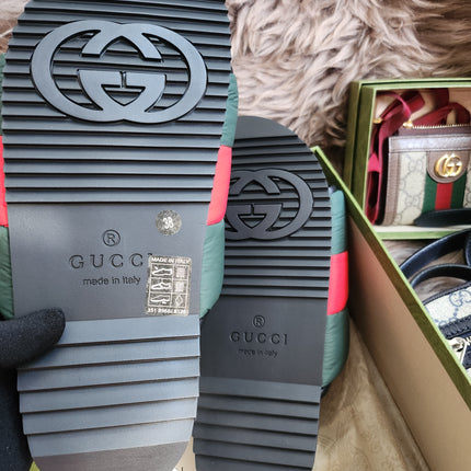 Gucci Web padded slide sandals 38