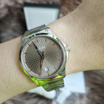 GUCCI Quartz watch/Analog/Stainless steel/BEG/SLV/SS/126.4