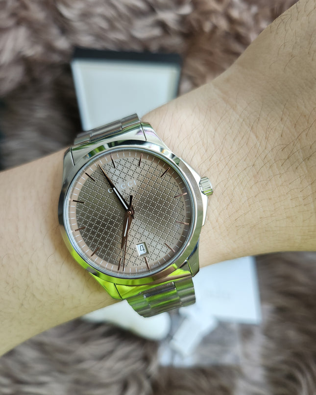 GUCCI Quartz watch/Analog/Stainless steel/BEG/SLV/SS/126.4