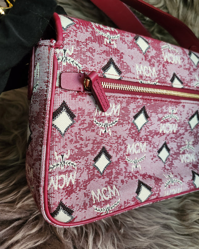 MCM Logo Engraved Visetos Jacquard Crossbody Bag