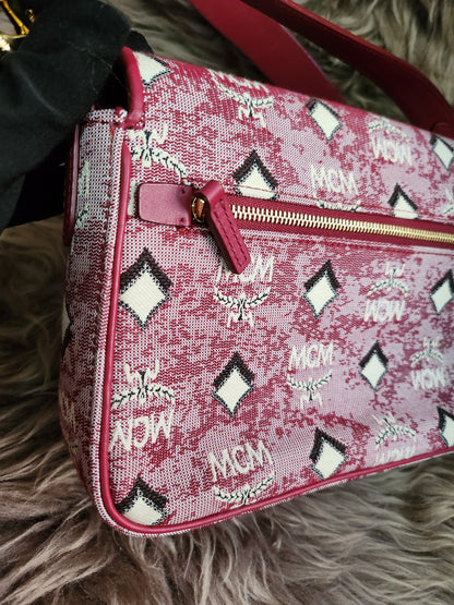 MCM Logo Engraved Visetos Jacquard Crossbody Bag