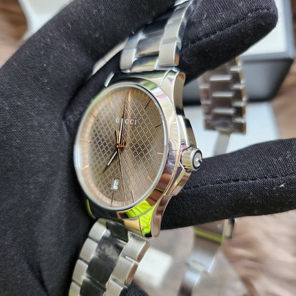 GUCCI Quartz watch/Analog/Stainless steel/BEG/SLV/SS/126.4