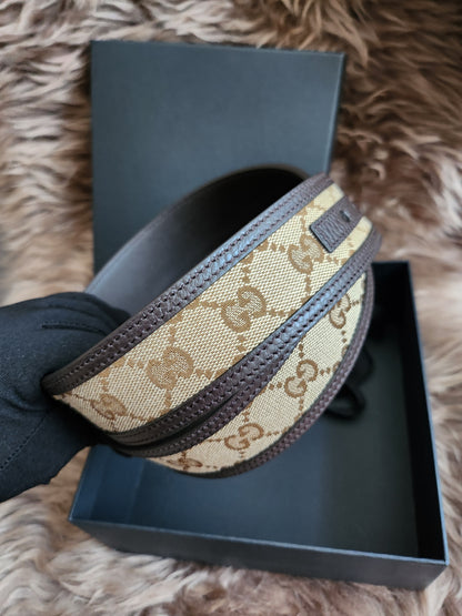 GUCCI GG SUPREME GUCCISSIMA CALFSKIN PALLADIUM BUCKLE BELT