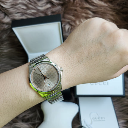 GUCCI Quartz watch/Analog/Stainless steel/BEG/SLV/SS/126.4