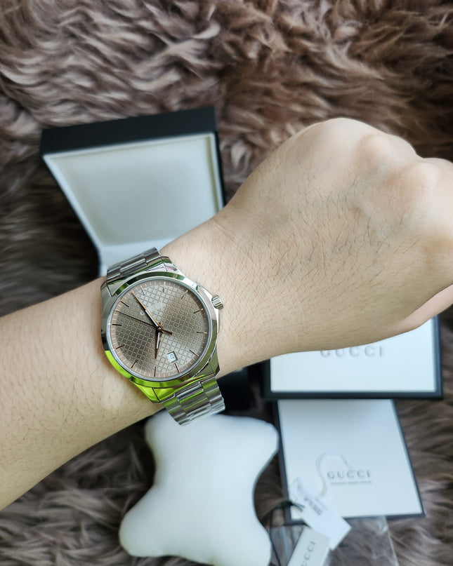 GUCCI Quartz watch/Analog/Stainless steel/BEG/SLV/SS/126.4