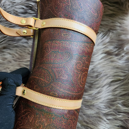 Etro Multicolor Paisley Print Coated Canvas and Leather Barrel Bag