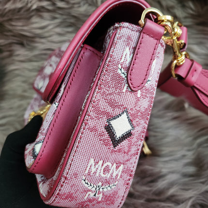 MCM Logo Engraved Visetos Jacquard Crossbody Bag