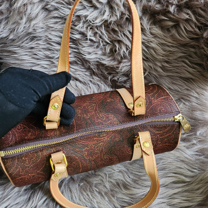 Etro Multicolor Paisley Print Coated Canvas and Leather Barrel Bag