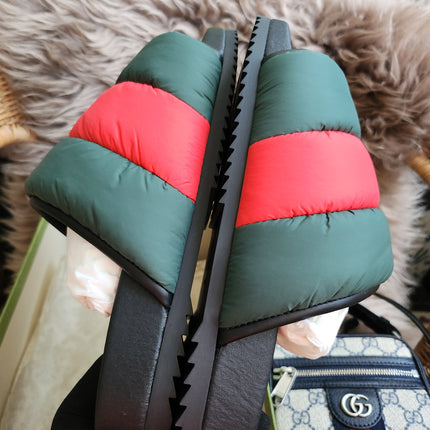 Gucci Web padded slide sandals 38