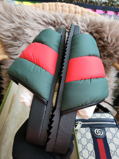 Gucci Web padded slide sandals 38