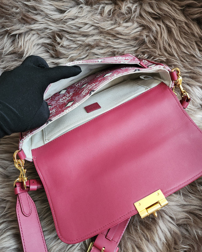 MCM Logo Engraved Visetos Jacquard Crossbody Bag