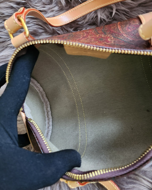 Etro Multicolor Paisley Print Coated Canvas and Leather Barrel Bag