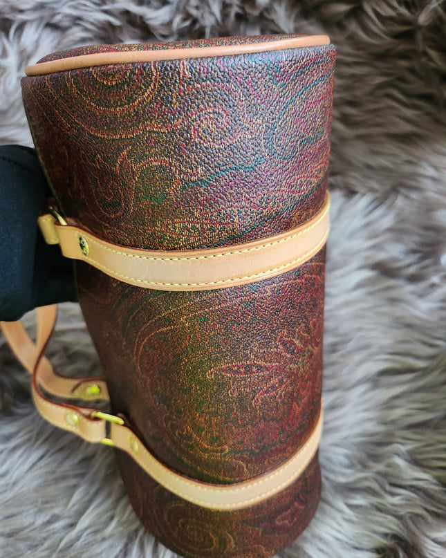 Etro Multicolor Paisley Print Coated Canvas and Leather Barrel Bag