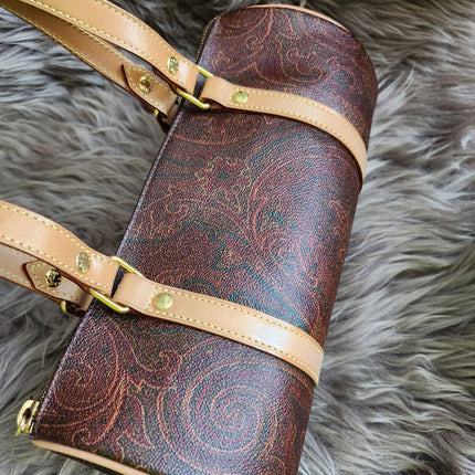 Etro Multicolor Paisley Print Coated Canvas and Leather Barrel Bag