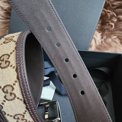 GUCCI GG SUPREME GUCCISSIMA CALFSKIN PALLADIUM BUCKLE BELT