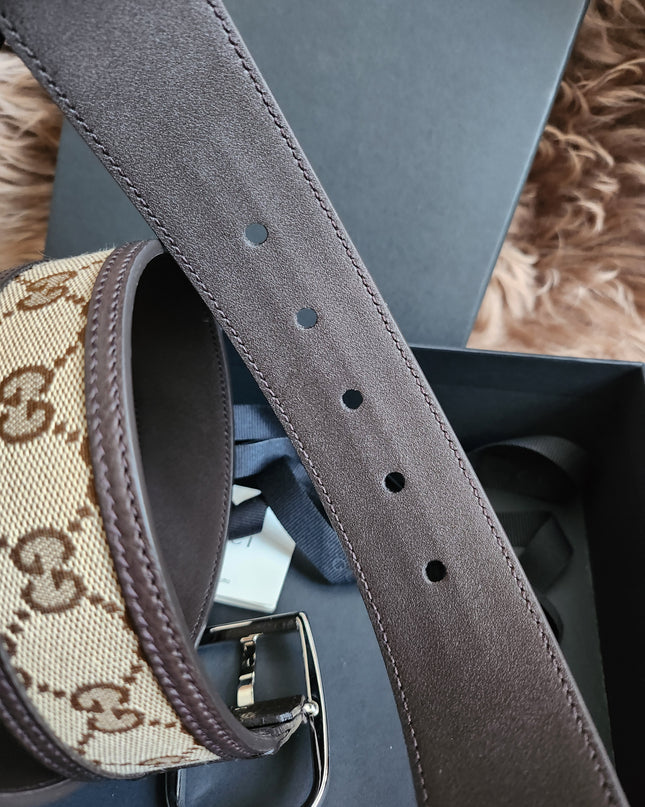 GUCCI GG SUPREME GUCCISSIMA CALFSKIN PALLADIUM BUCKLE BELT