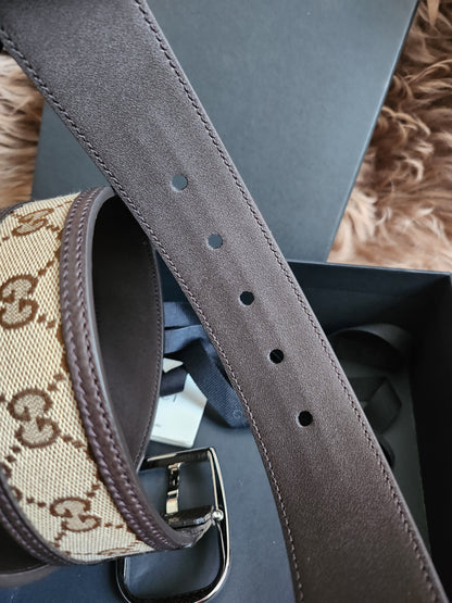 GUCCI GG SUPREME GUCCISSIMA CALFSKIN PALLADIUM BUCKLE BELT