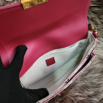 MCM Logo Engraved Visetos Jacquard Crossbody Bag