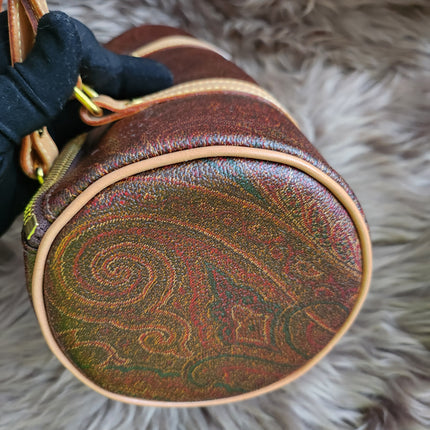 Etro Multicolor Paisley Print Coated Canvas and Leather Barrel Bag