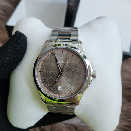 GUCCI Quartz watch/Analog/Stainless steel/BEG/SLV/SS/126.4